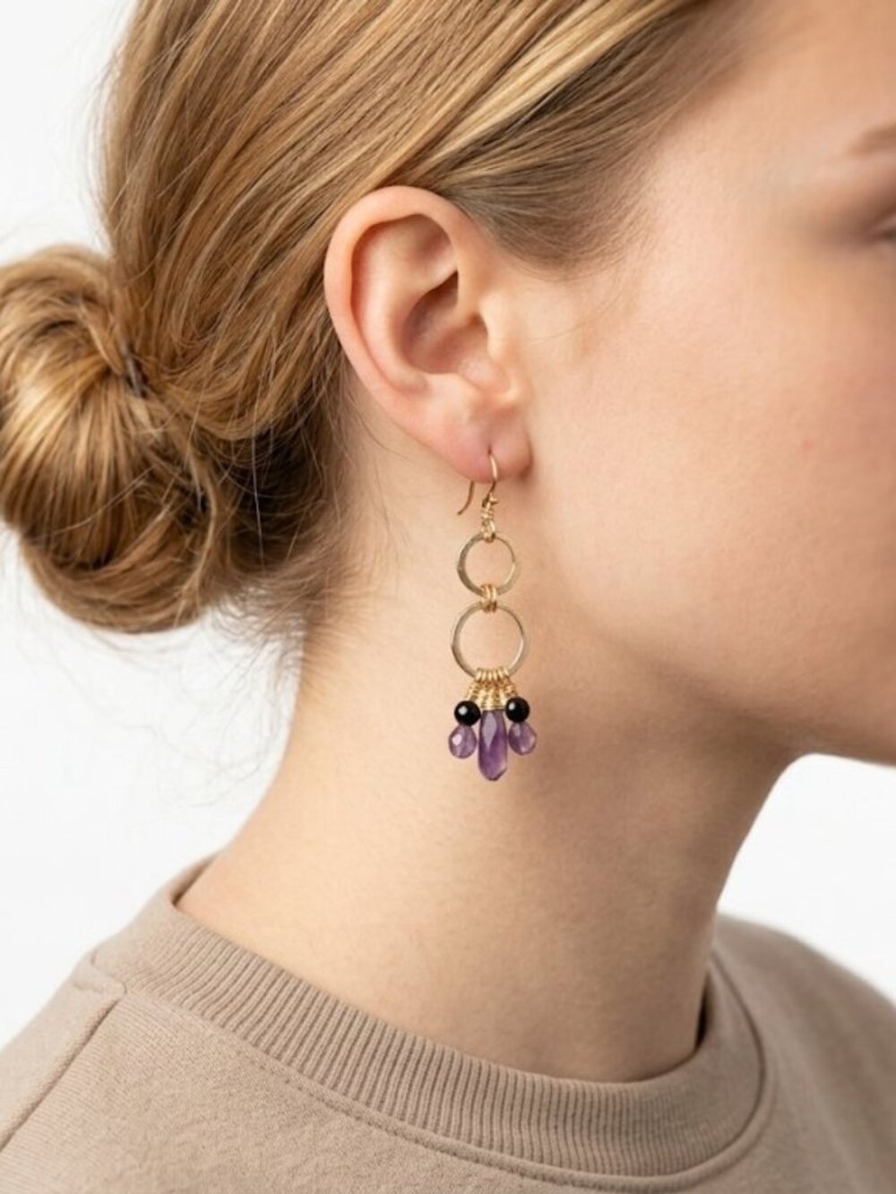New York & Company Women's Womens Purple Bead Earrings NWT